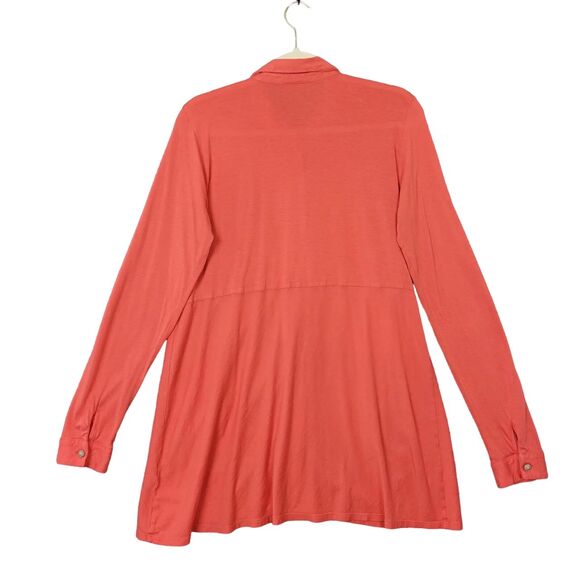 J JILL Pink Pima Modal Long Sleeve Collared Button Top SIZE MEDIUM - Picture 2 of 12